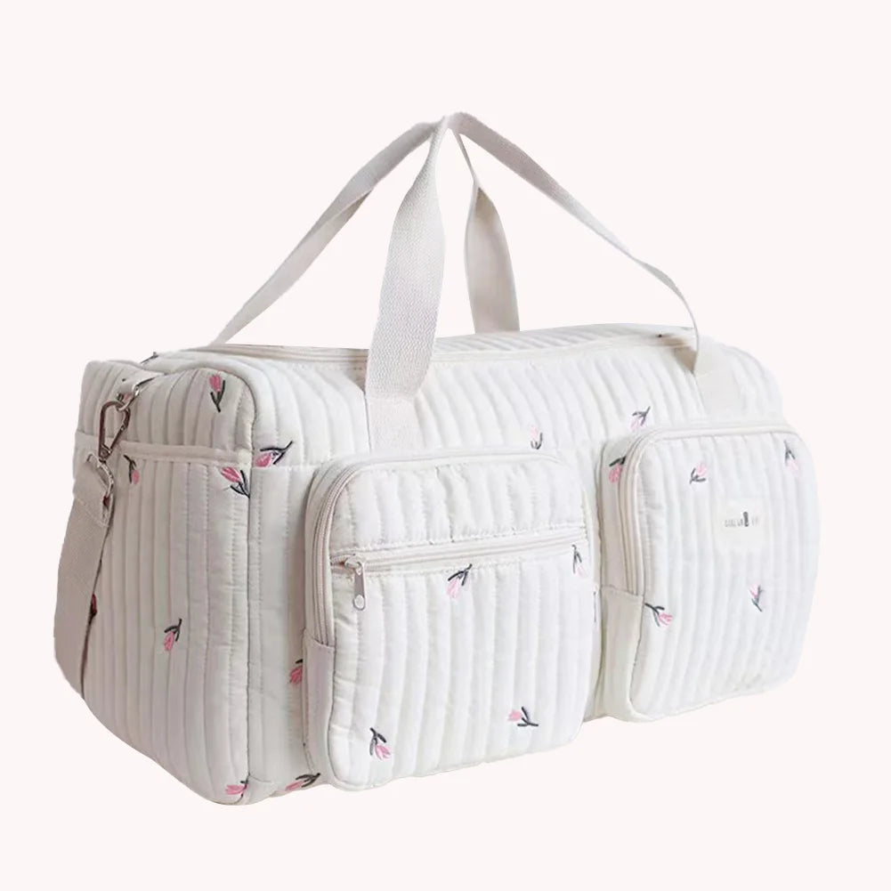 Quilted Baby Diaper Bag Large Capacity Hospital Weekender Travel Bag