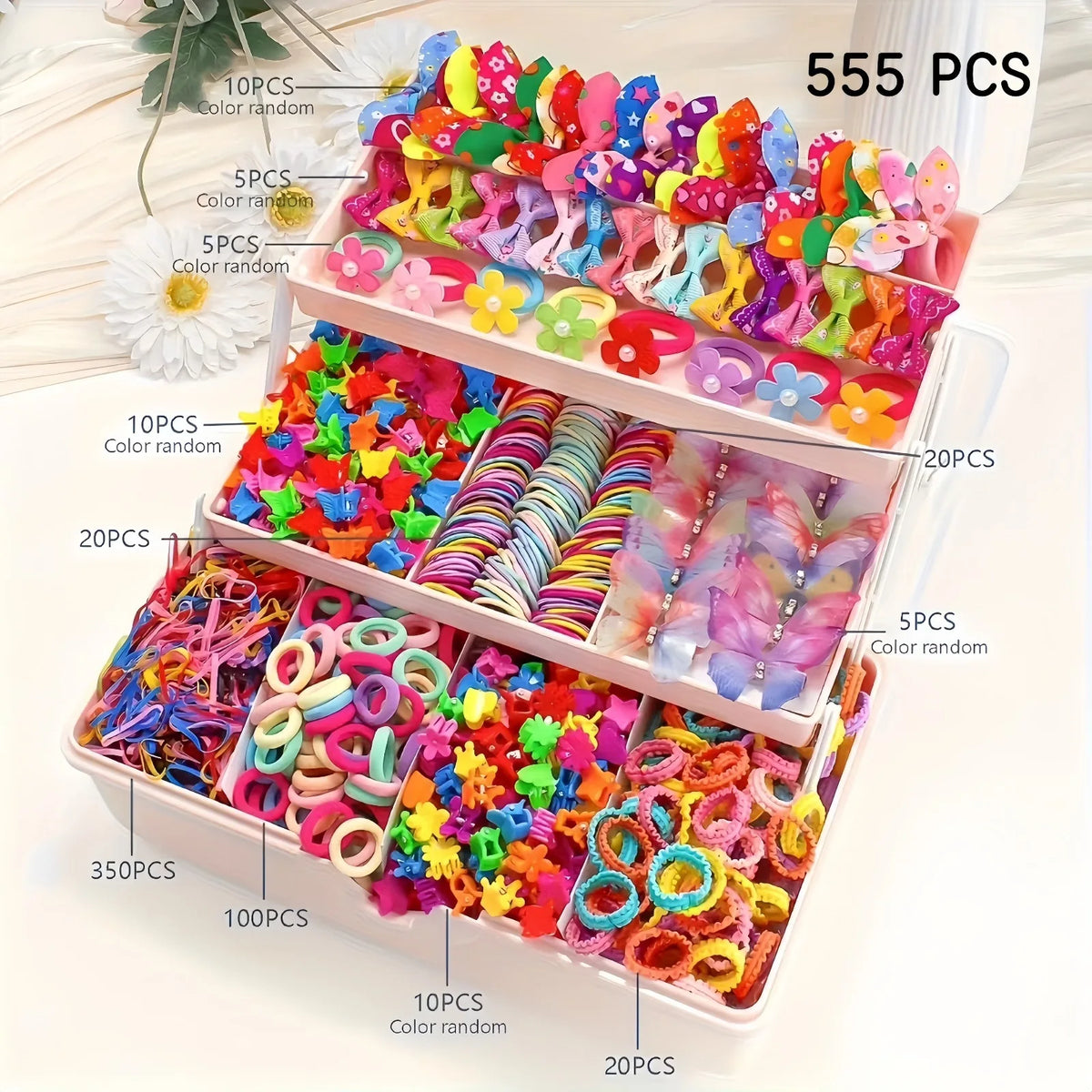 18/546Pcs /1152PCS Bow High Elastic Hair Accessories Set Korean Style Princess Hair Clips, No Hurt Hair Colorful Girls Hair Bands Hair Clips Girls Children No Box