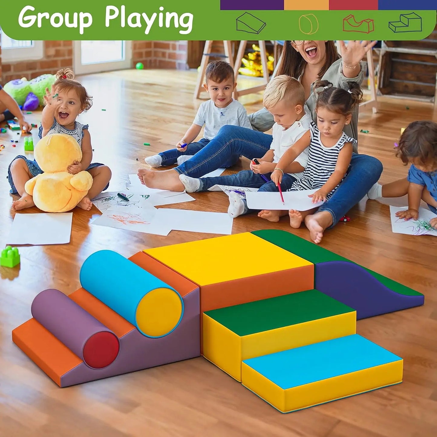 Toddler Foam Climbing Set Indoor Playset For Walking And Crawling