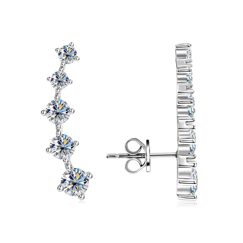 OXTAO Sparkling Moissanite Crawler Stud Earrings D VVS1 for Women Girl 14K Gold Filled Lab Imitation Diamond 2.4ct Earrings Jewelry Accessories Valentine Anniversary Day Birthday Gifts