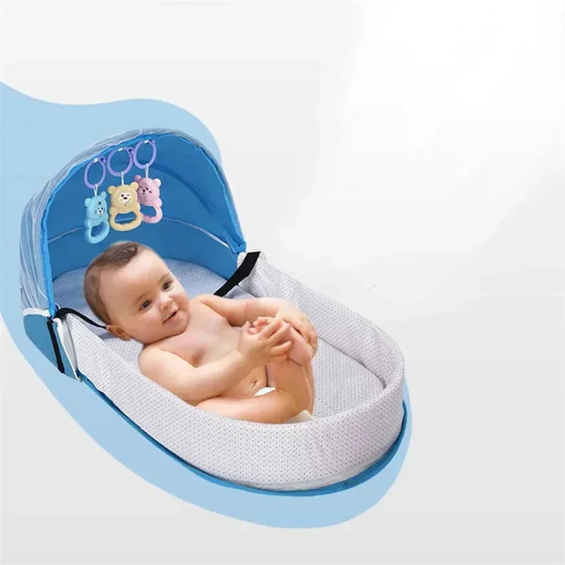 Portable Newborn Baby Bed - Bionic Isolation Travel Crib, Foldable Anti-Stress Bassinet for Baby