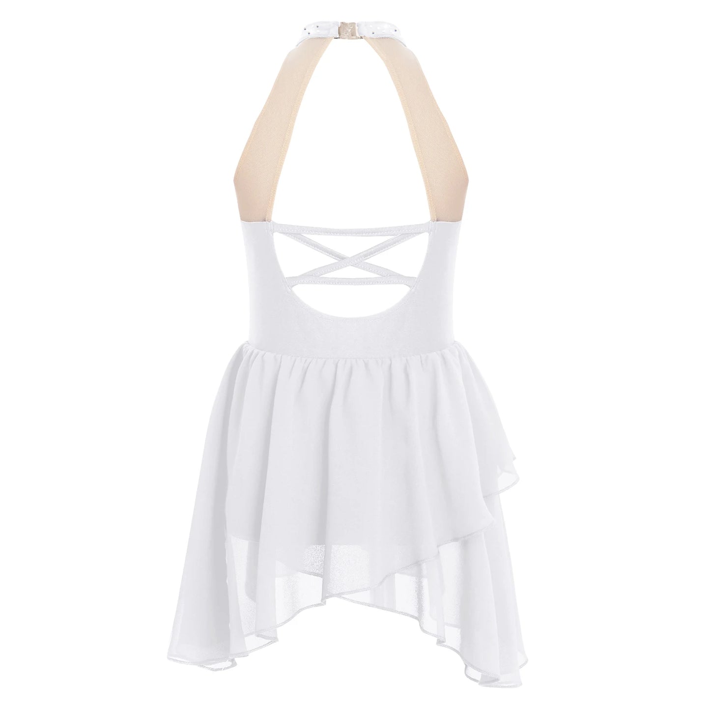 Kids Girls Dance Dress Rhinestone Leotard For Ballet Gymnastics