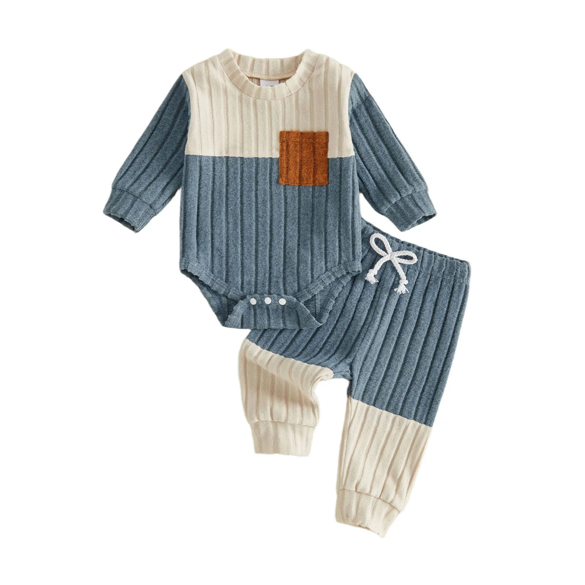 Girls Waffle Knit Jumpsuit Set With Long Sleeve Top