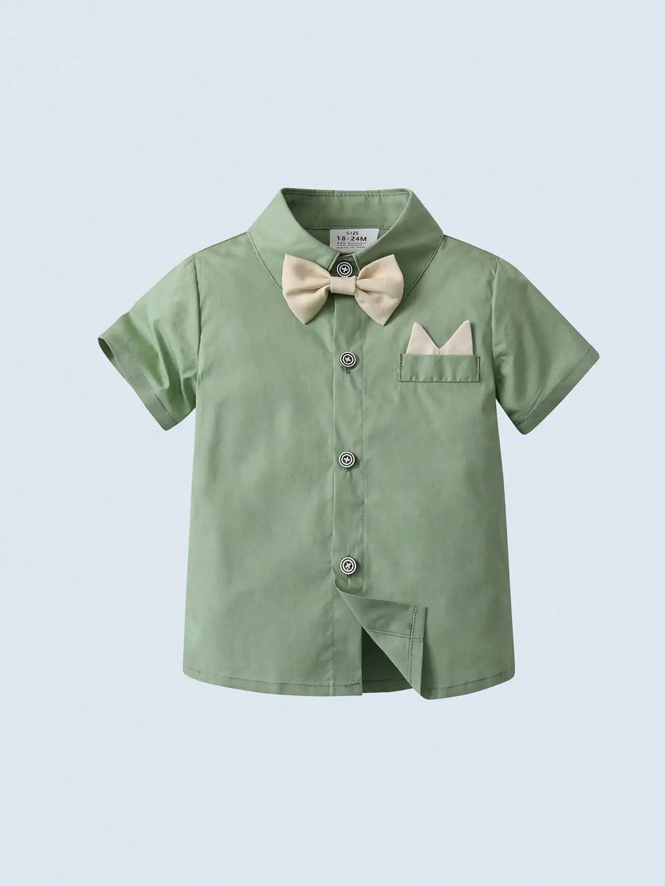 Baby Boy Shirt Bow Tie Khaki Suspender Shorts Outfit