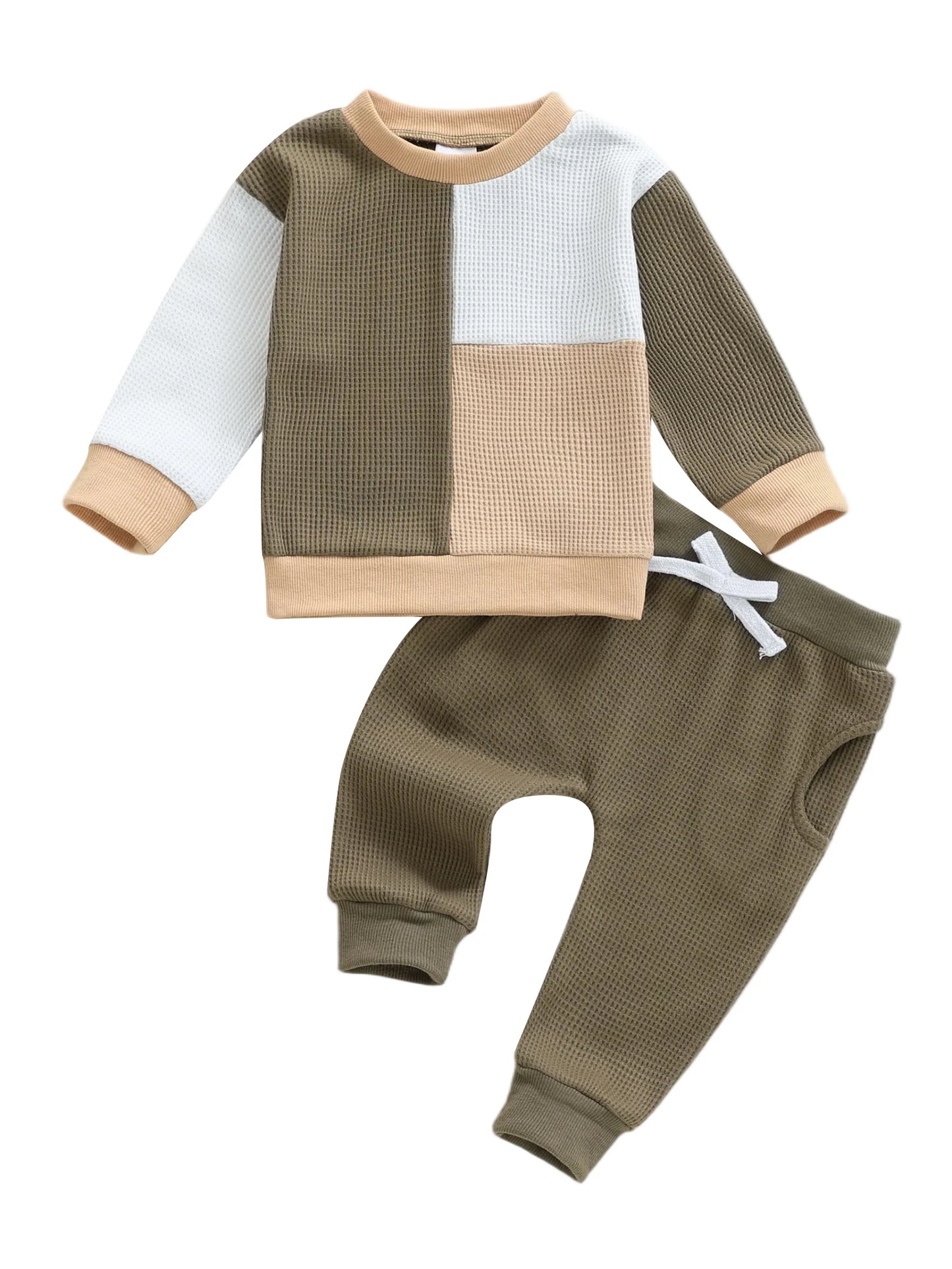 Baby Boy Autumn Striped Hooded Sweatshirt Two Piece Set