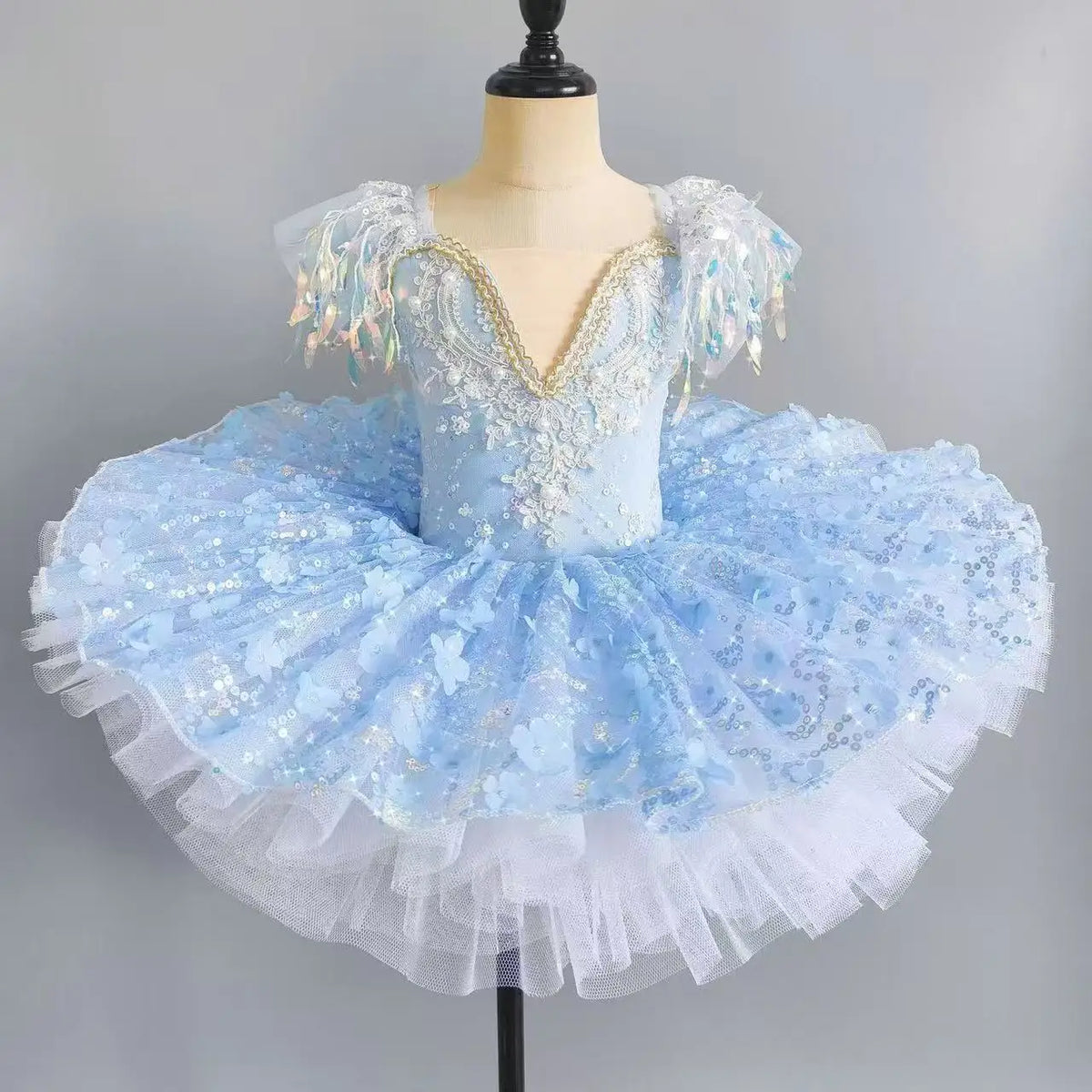 Toddler Girls Little Swan Ballet Dress Kids Fluffy Tulle Skirt Baby Dance Outfit For Kindergarten Catwalk Stage Show
