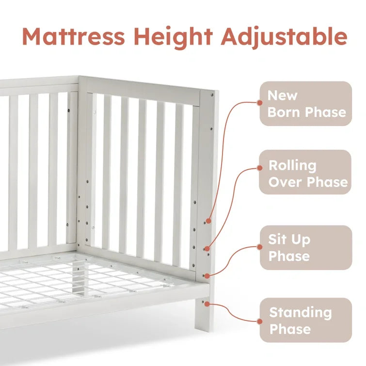 11-In-1 Convertible Cradle to Crib Removable Wheels