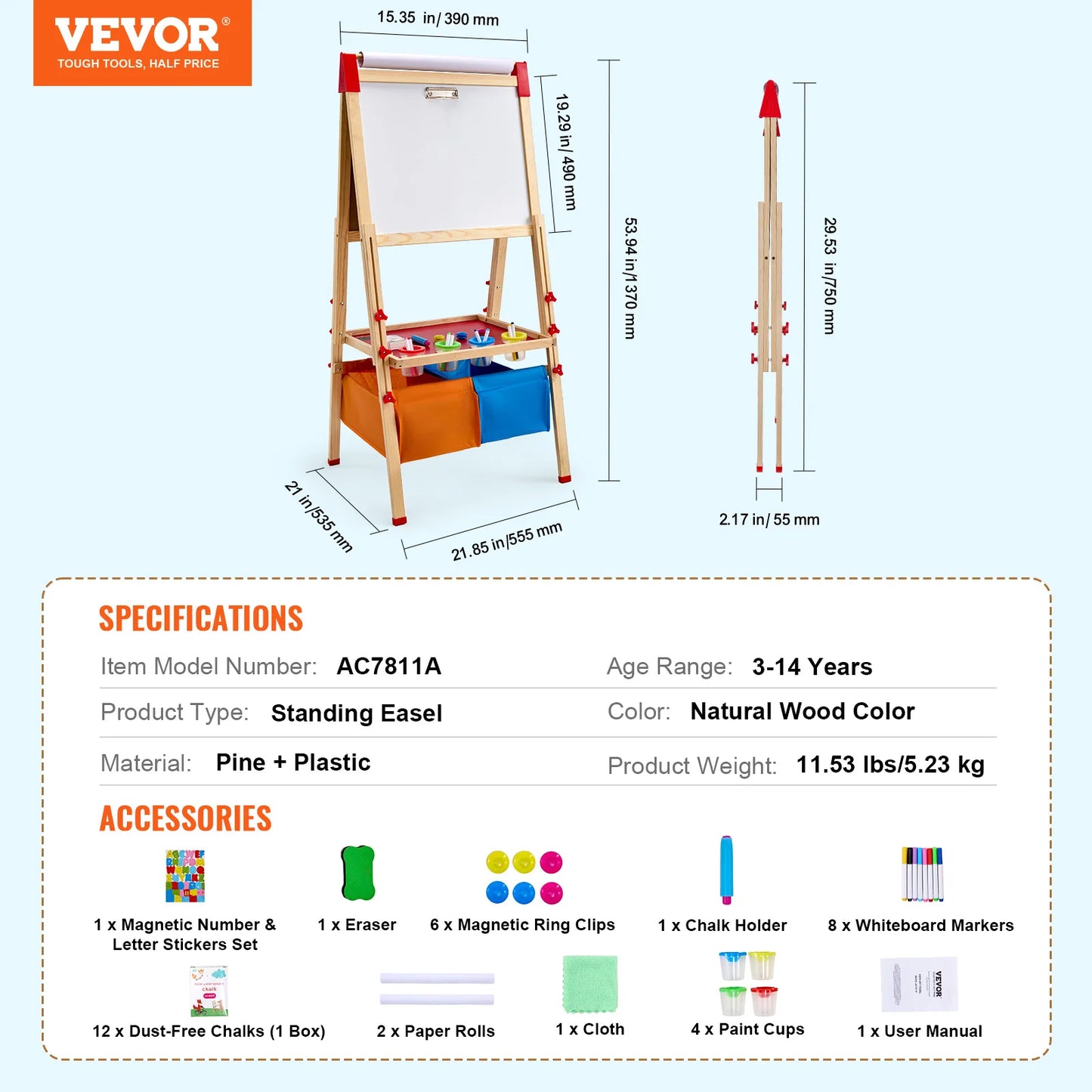 SucceBuy Magnetic Drawing Board For Kids Standing Art Easel Toy