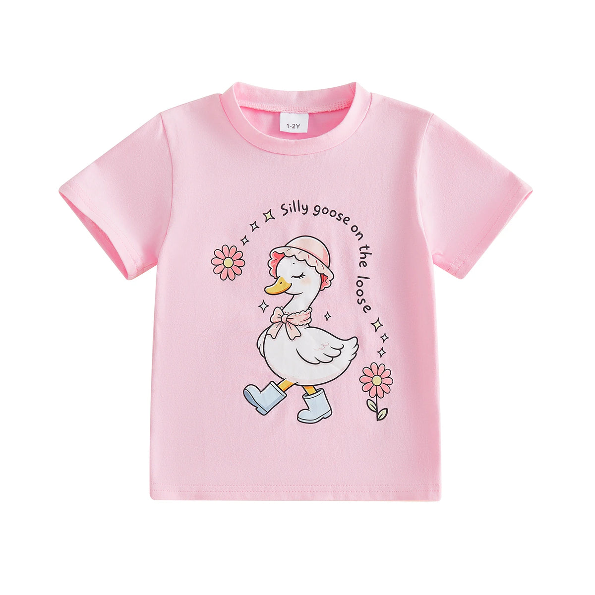 Goose Raccoon Print Sleeve Tops T Shirts Goose Neck Short Girls Summer T Shirts Goose Raccoon Print Crew Crew Neck Short Goose