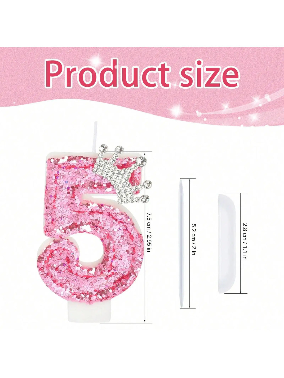 Cake Numeral Candles Birthday Candles Princess Crown Novelty Party Decoration