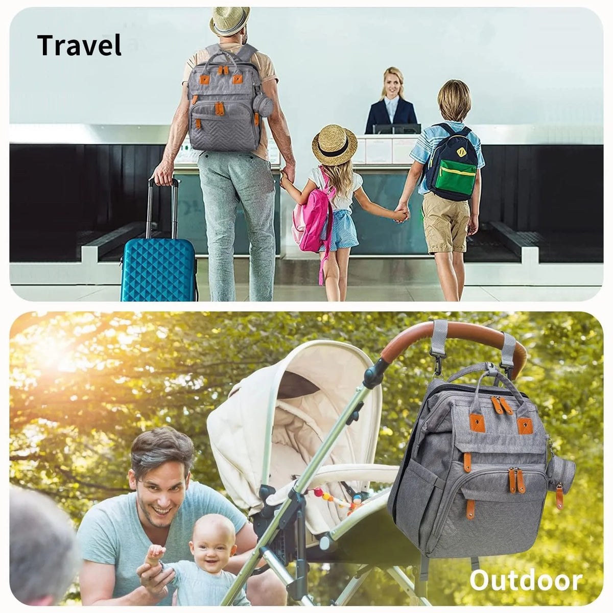 Changing Bag Backpack Baby Changing Backpacks with Large Capacity Portable Travel Nappy Bag with Foldable Cot with Multifunctional Baby Bags and Mobile Changing Mat Baby Bed Backpack