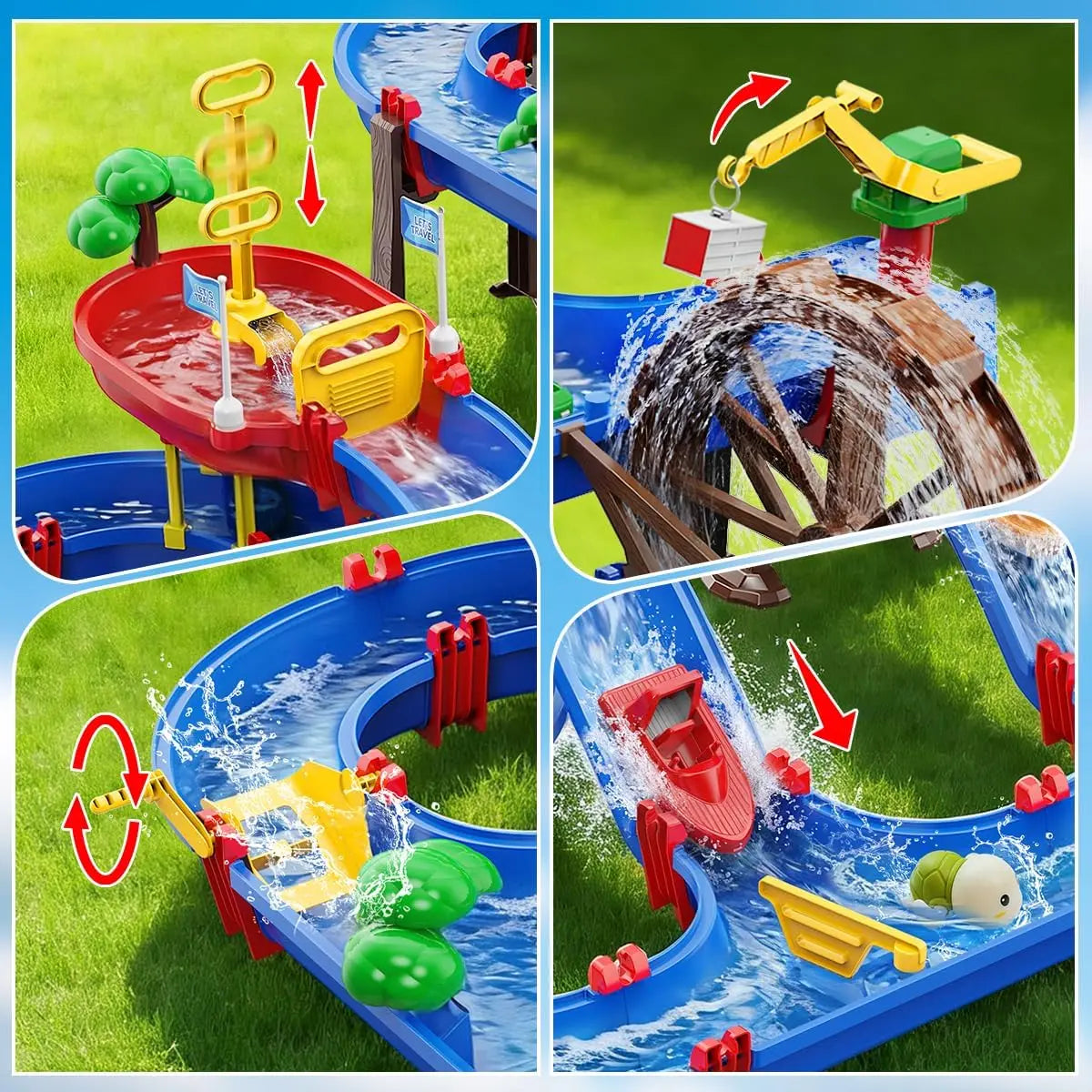 VATOS Outdoor Water Table Playset With Two Tier Waterwheel
