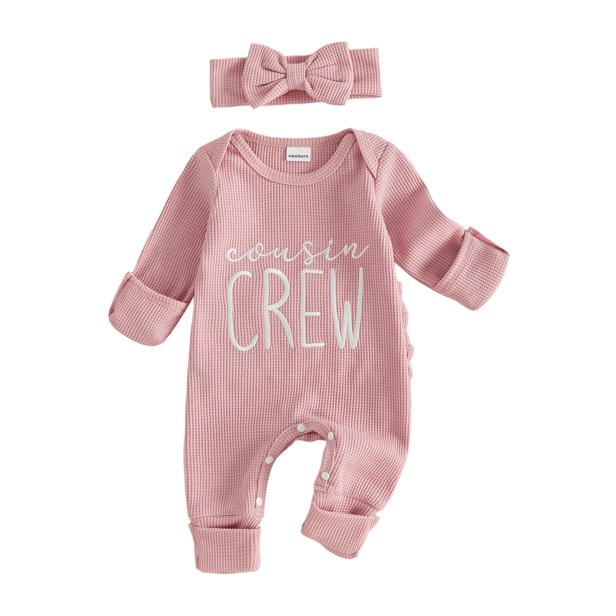 Premium Baby Girls Long Sleeve Romper Set With Bow Headband