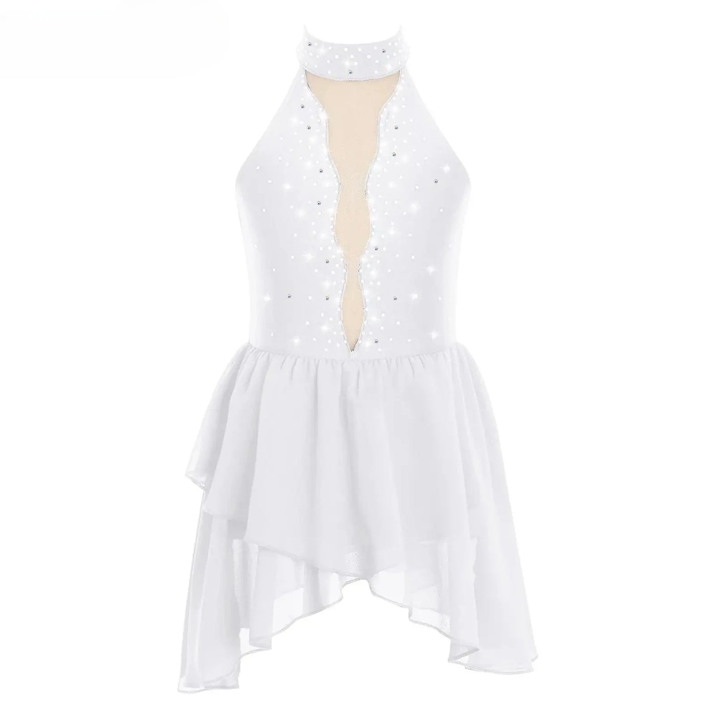 Kids Girls Dance Dress Rhinestone Leotard For Ballet Gymnastics