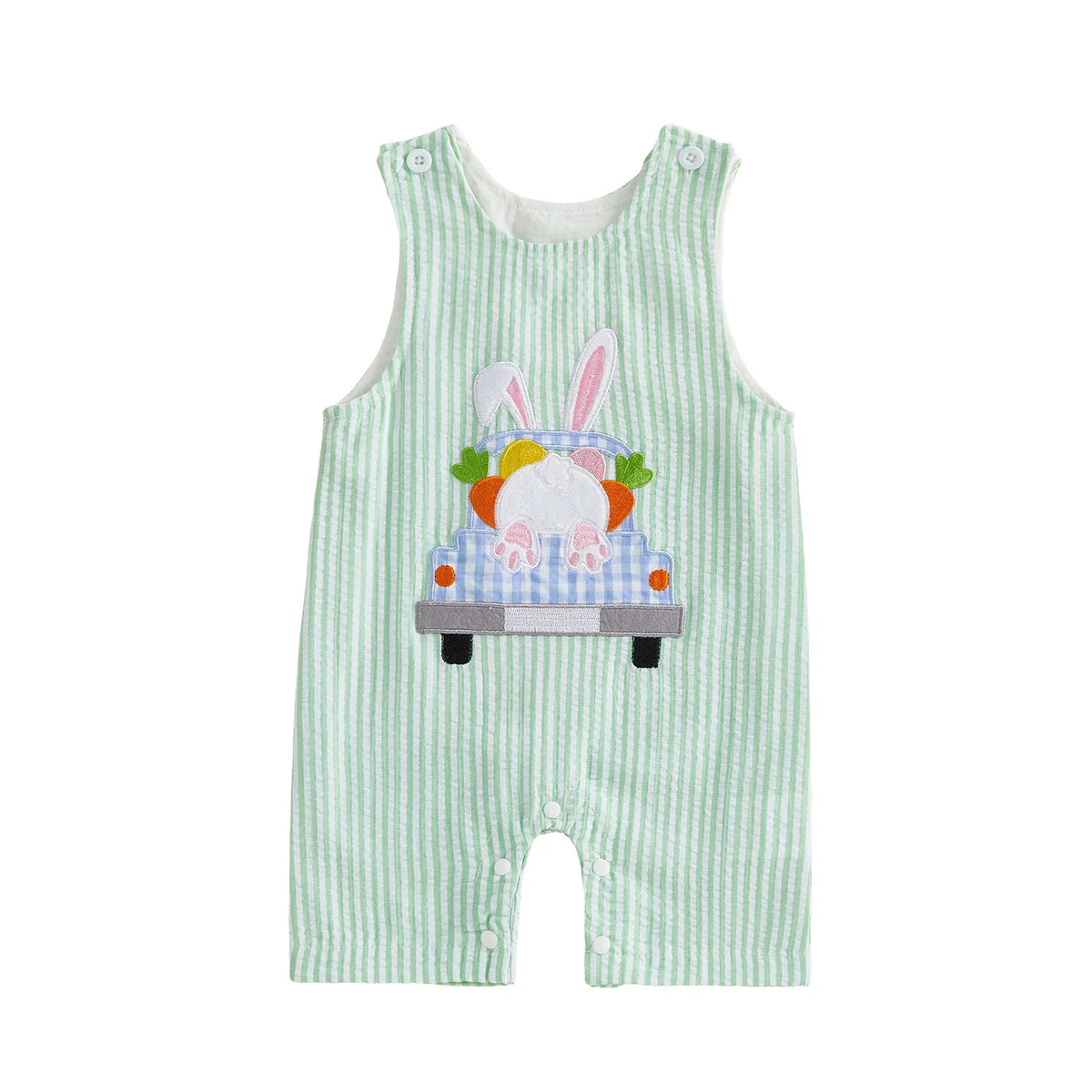 Cotton Embroidered Baby Romper With Button Up Collar