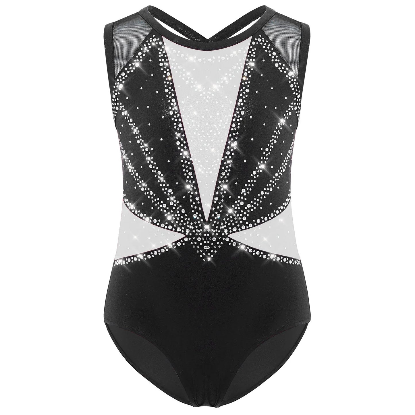 iEFiEL Kids Ballet Leotard Rhinestones Crisscross Back