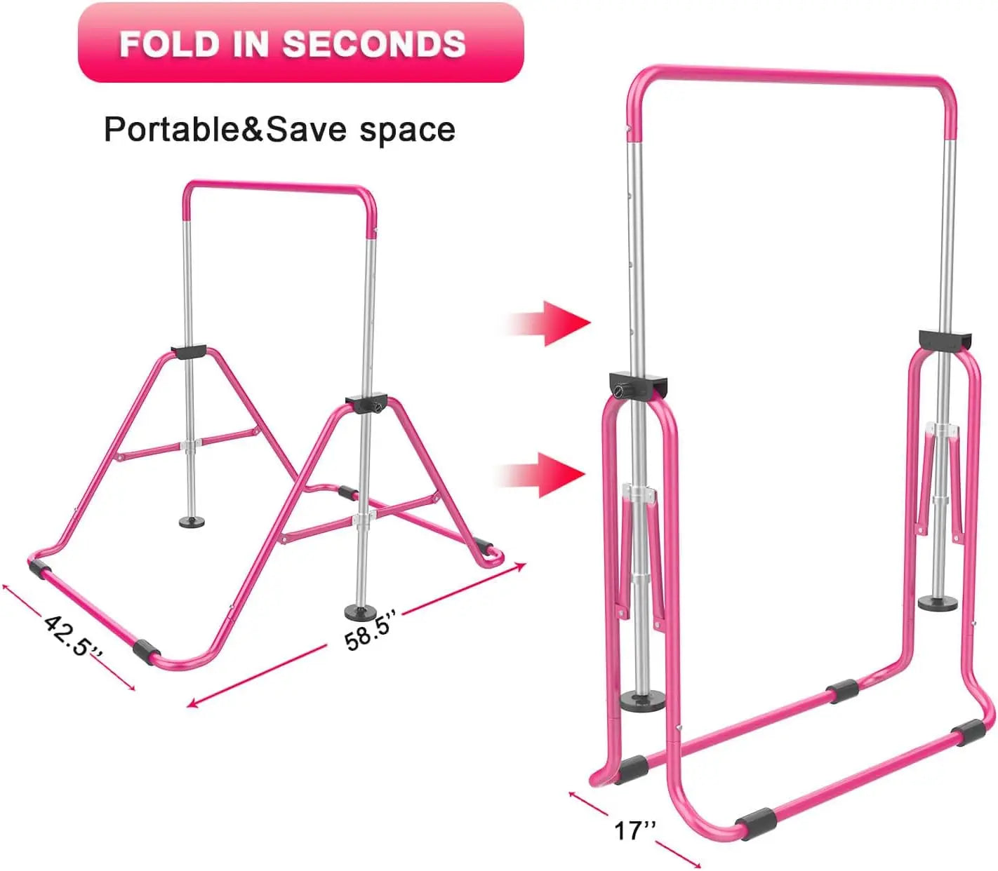 Adjustable Folding Gymnastic Bar for Kids Home Use