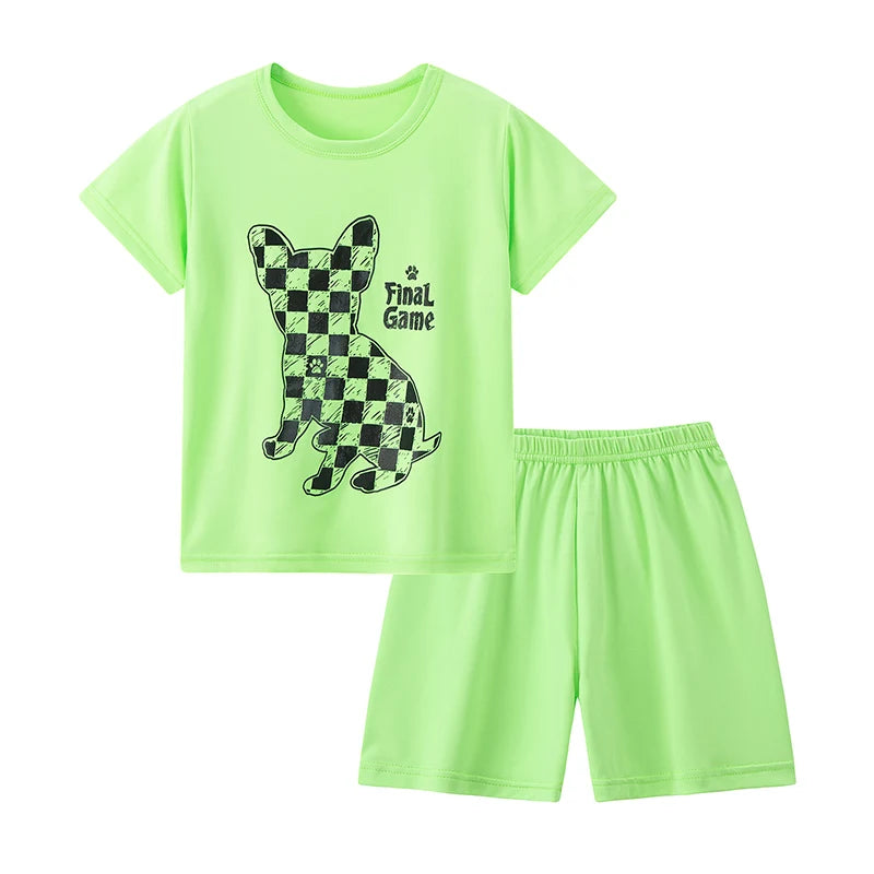 Two Piece Summer Kids Shorts Set Unisex Short Sleeve Outfit
