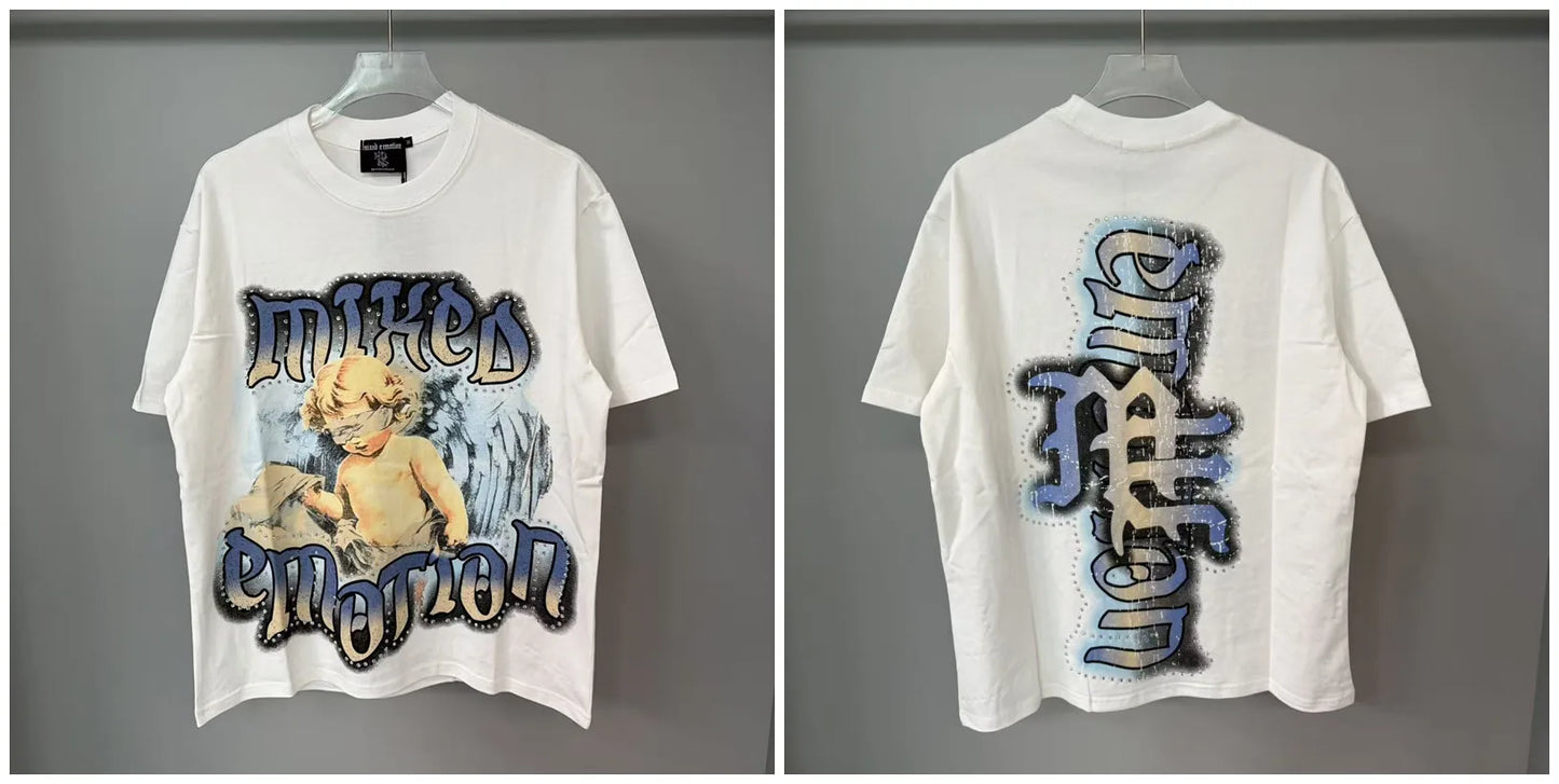 Mixed Emotion Printed Cotton T Shirt For Men Women