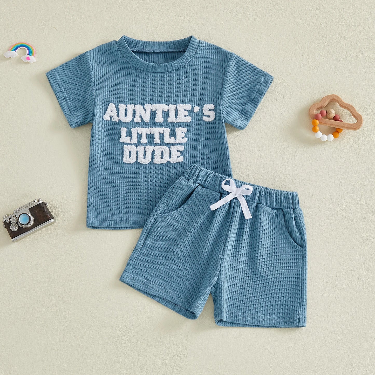 Infant Girls Embroidered Letter Tee And Matching Shorts Set