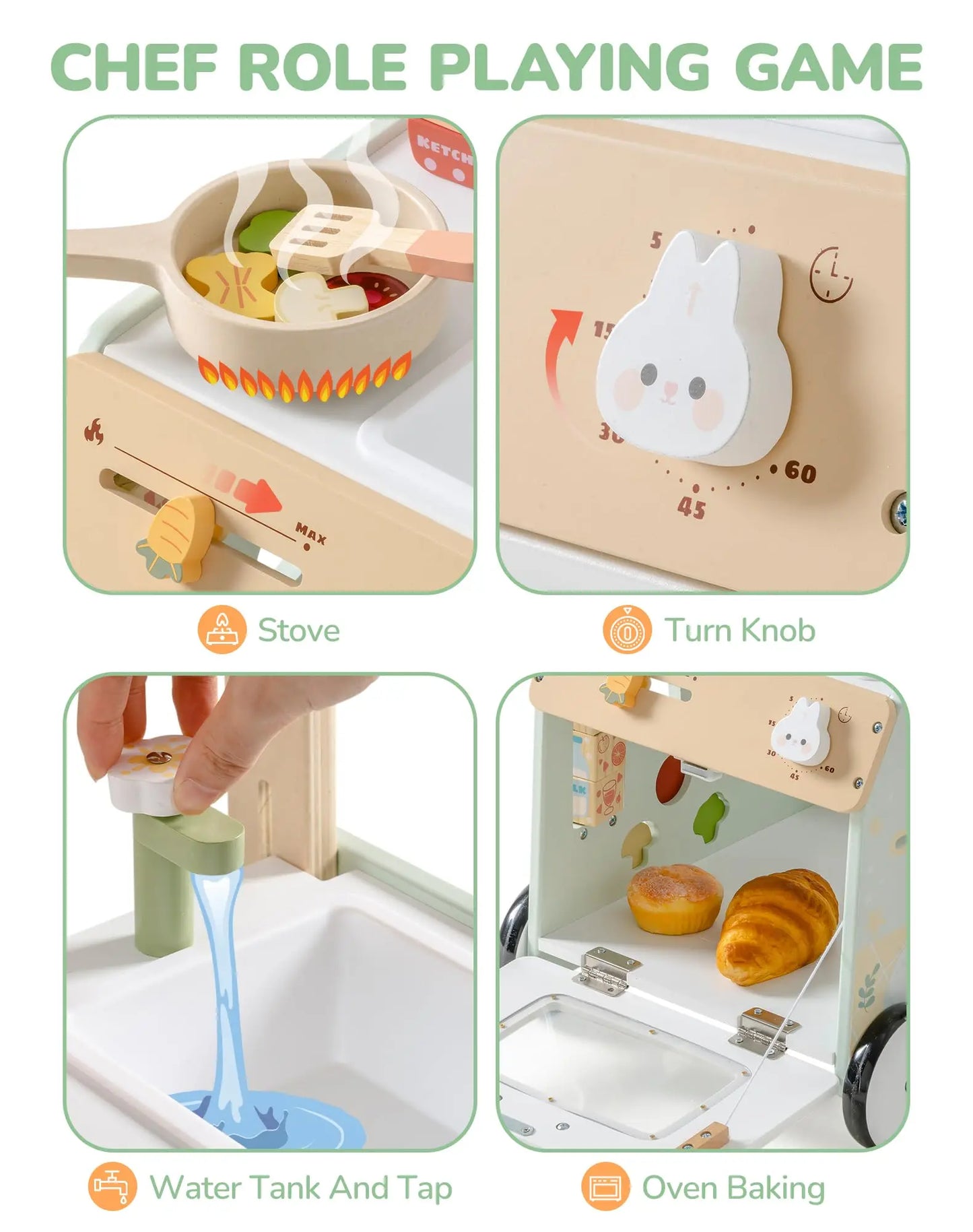 Robotime Wooden Baby Push Walker Learning Toy With Adjustable Feature