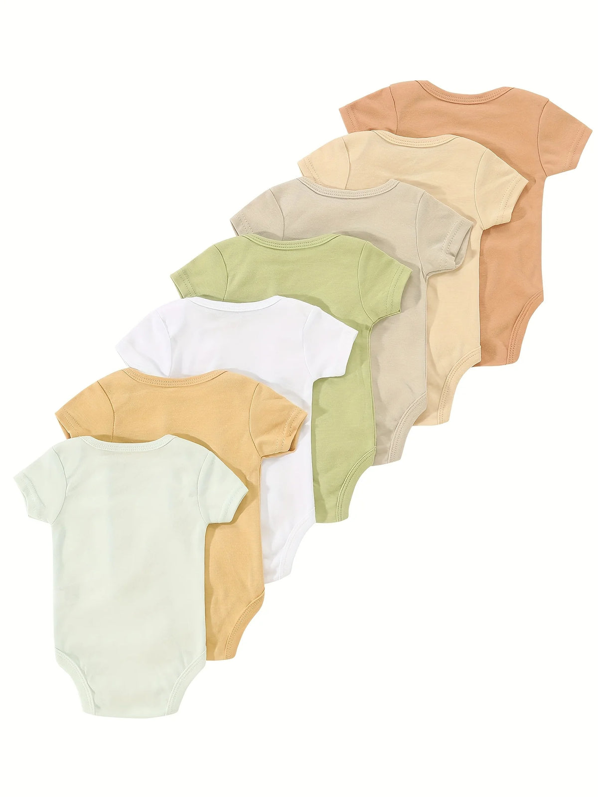 7 Piece Newborn Cotton Romper Set With Button Front Closure