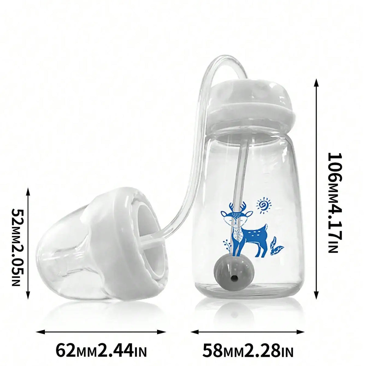 1pc 5oz/150ml Hands-Free Normal Neck PP Baby Feeding Bottle with Straw Brush, Perfect Gift Baby Bottle, Milk Bottle for New Parents.