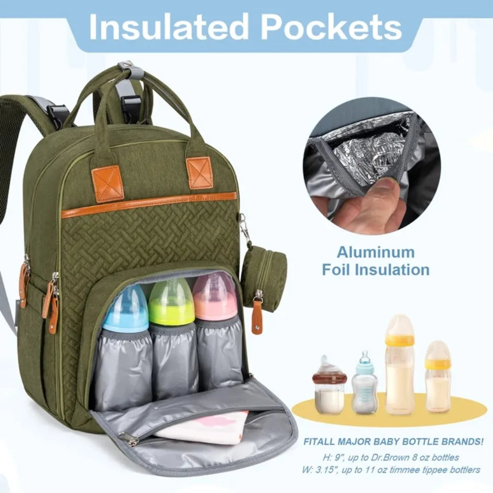 Kabaqoo Waterproof Diaper Bag Mommy Backpack With Changing Mat
