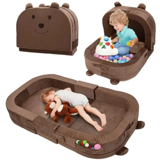 Toddler Travel Bed Foldable Portable Baby Cot With Removable Pillow