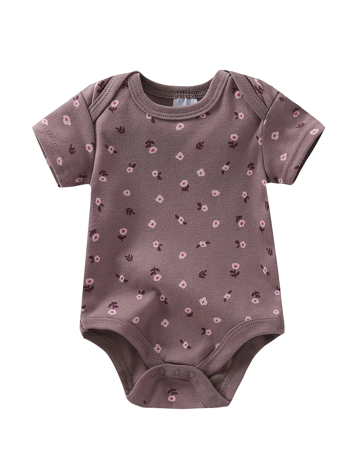 5pcs Set Baby Girl Short Sleeve Spring Summer Triangle 1pc Jumpsuit, Cotton Floral Print Romper, Infant Girl Cute Style Crawling Clothes, Newborn Clothing, Baby Girl Clothing, Infant Apparel, Perfect for Outdoor