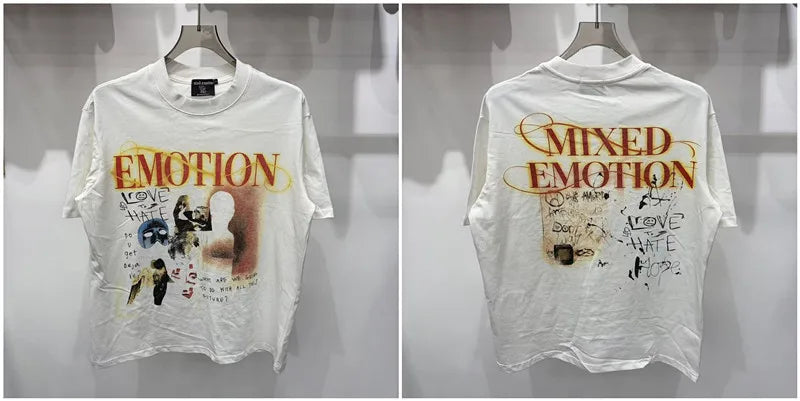 Mixed Emotion Printed Cotton T Shirt For Men Women