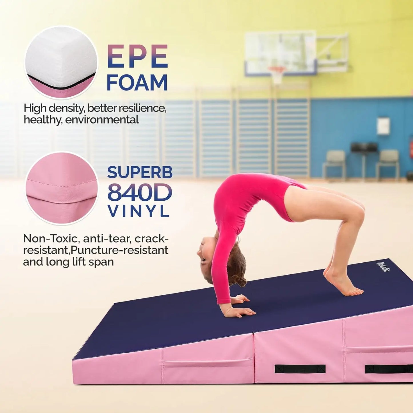 YTYIN Tumbling Mat Cheese Wedge For Kids Home Training Gymnastics