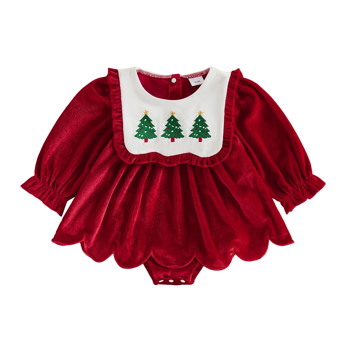 Baby Girl Christmas Long Sleeve V Neck Bodysuit Romper