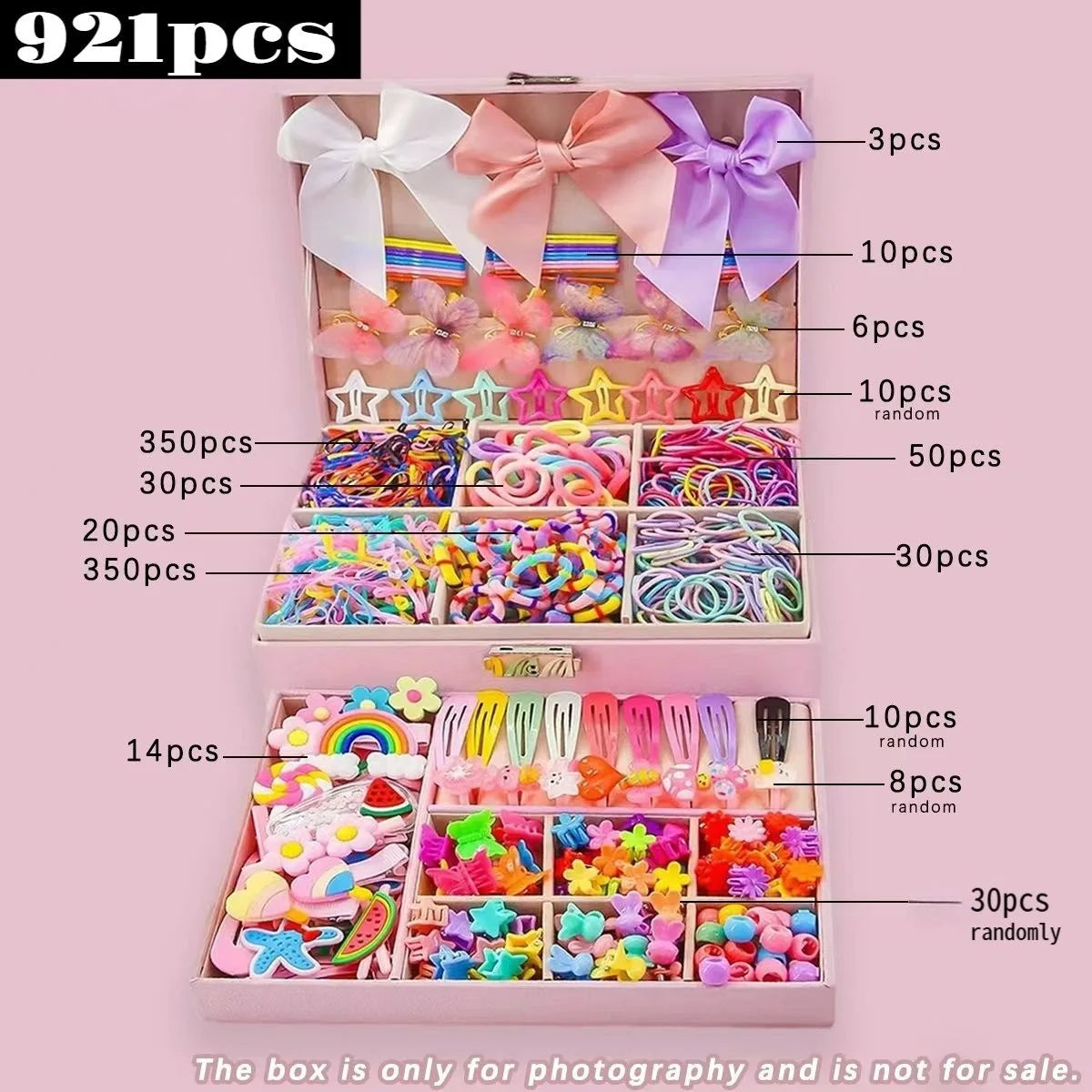 18/546Pcs /1152PCS Bow High Elastic Hair Accessories Set Korean Style Princess Hair Clips, No Hurt Hair Colorful Girls Hair Bands Hair Clips Girls Children No Box
