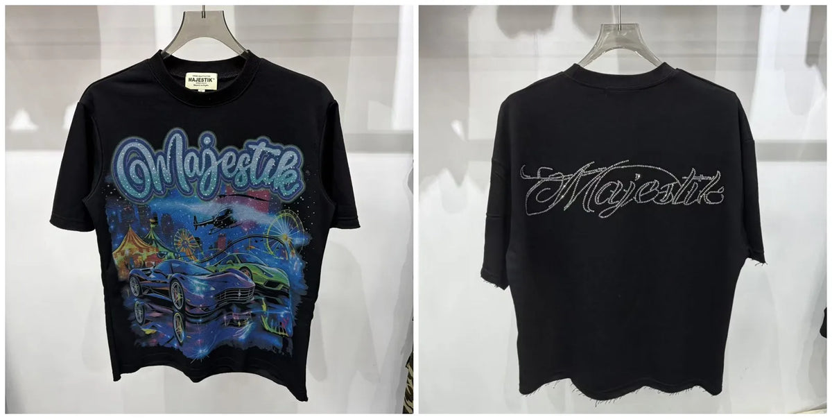 Cotton T Shirt With Letter Rhinestone Print Breathable Hip Hop