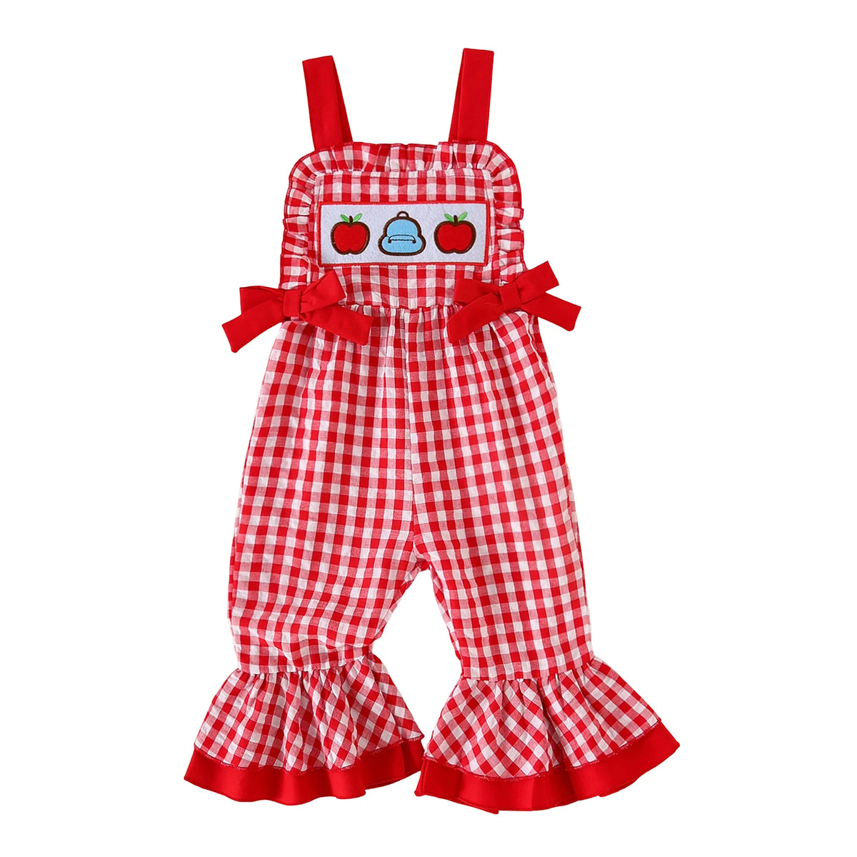 Pudcoco Toddler Girls Plaid Sleeveless Bell Bottom Overalls