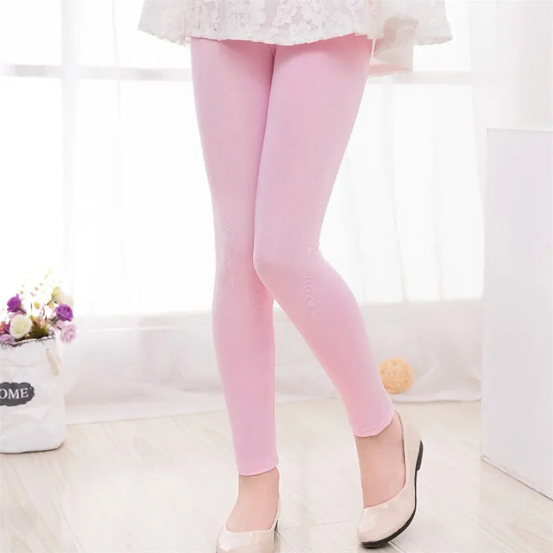 3-11Years Old Children Candy Color Spring And Autumn Leggings Tight Pencil Pants Girls Solid Color Pants