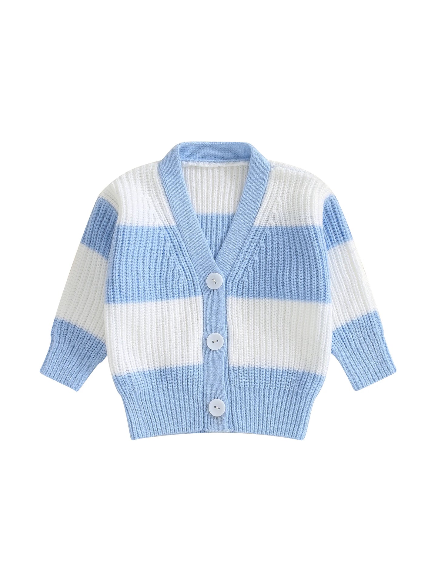 Infant Cable Knit Pullover Cardigan With Ribbed V Neck