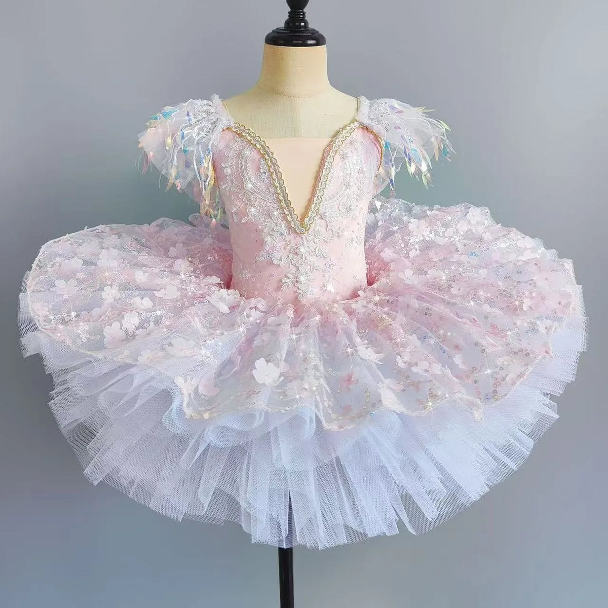 Toddler Girls Little Swan Ballet Dress Kids Fluffy Tulle Skirt Baby Dance Outfit For Kindergarten Catwalk Stage Show