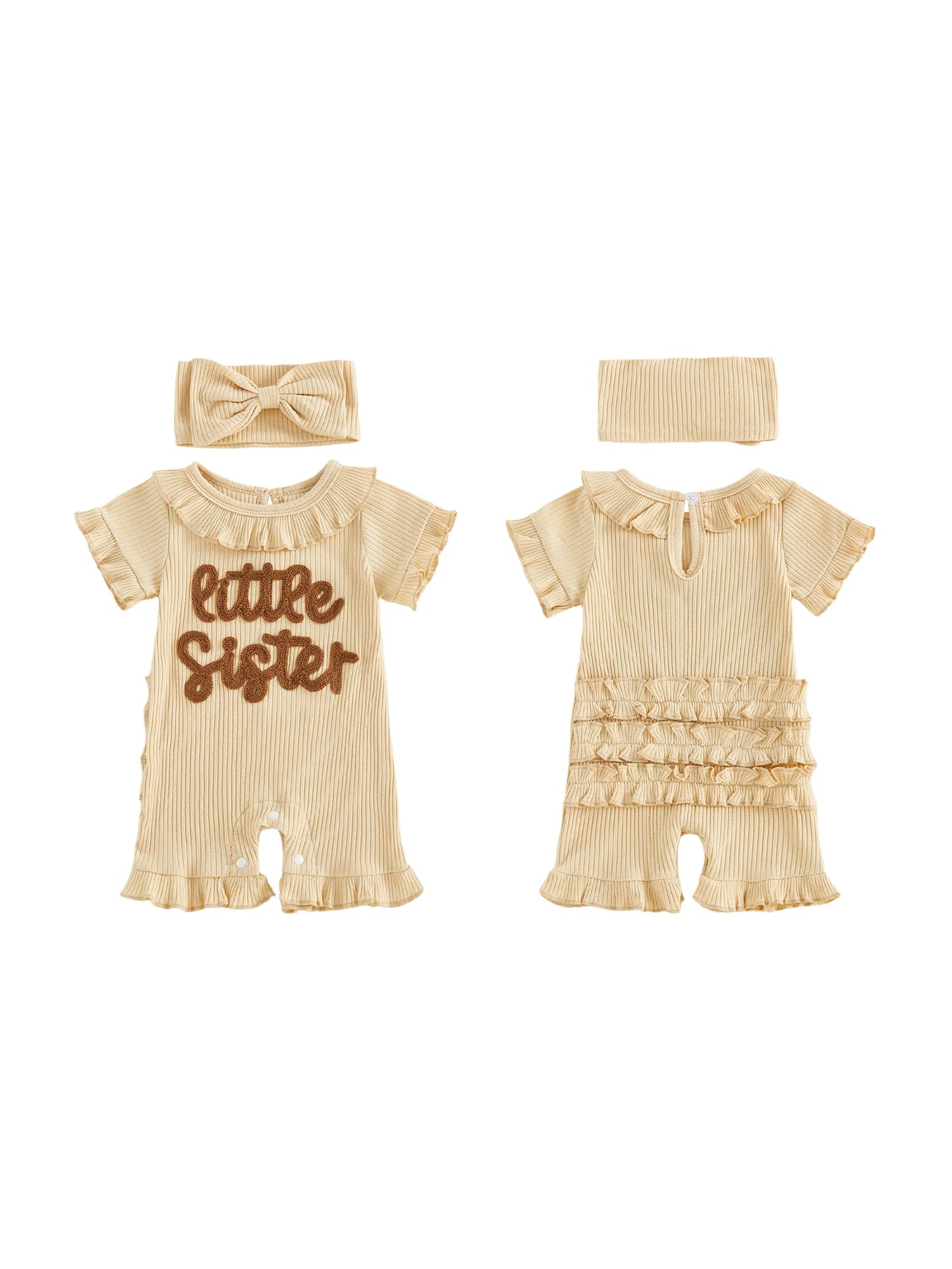 Adorable Floral Sleeveless Romper With Bow Headband Set For Toddlers