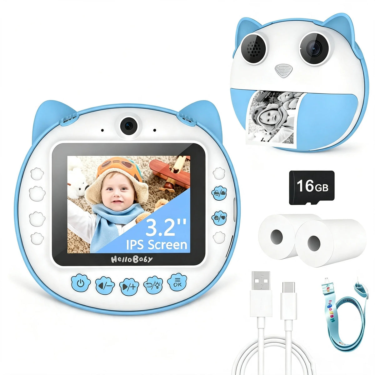 HelloBaby Instant Print Camera For Kids With 1080P Video
