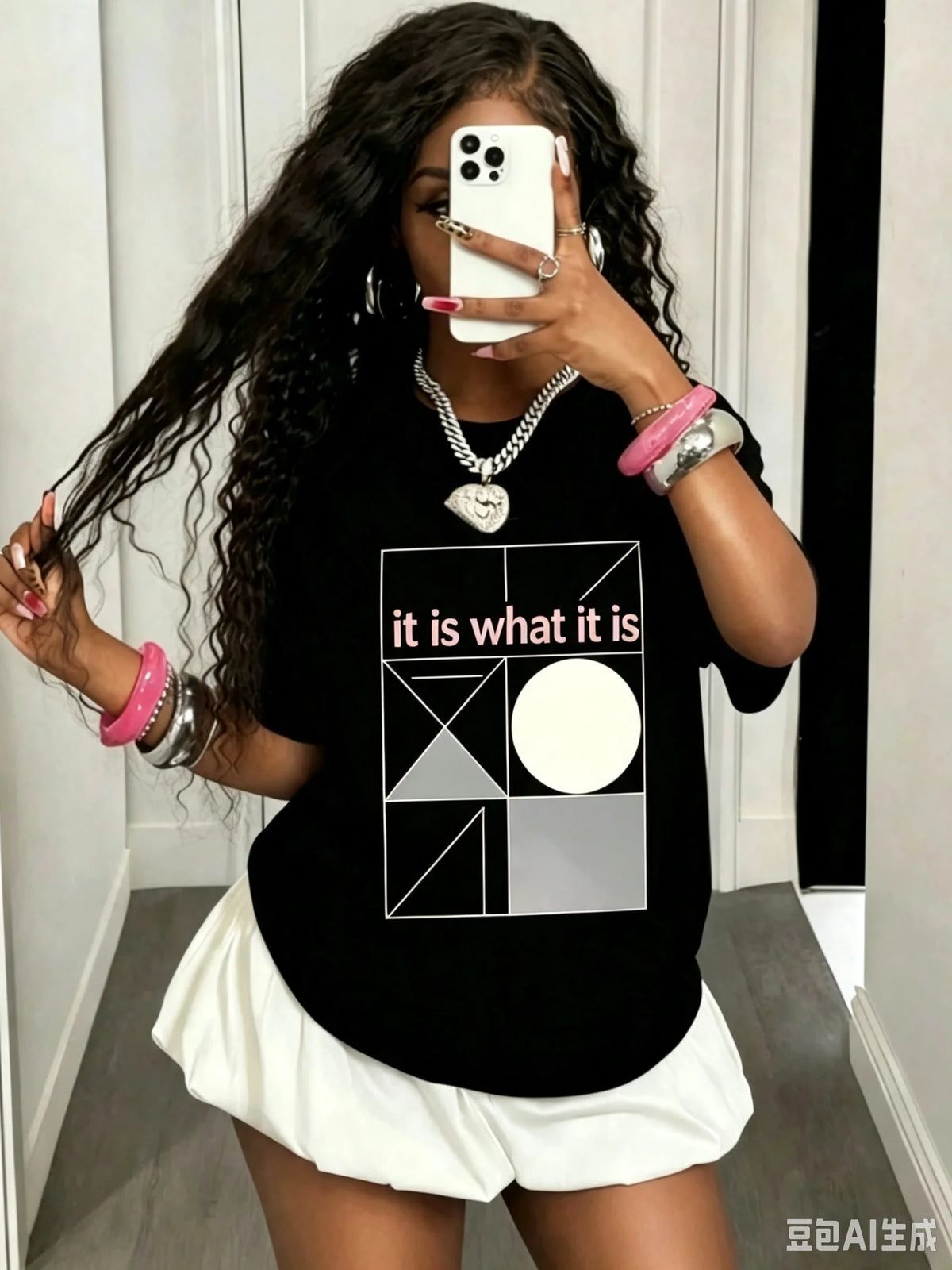 Girls & Teenagers Students Casual Printed Black Crew Neck Short Sleeve T-Shirt Top, Summer
