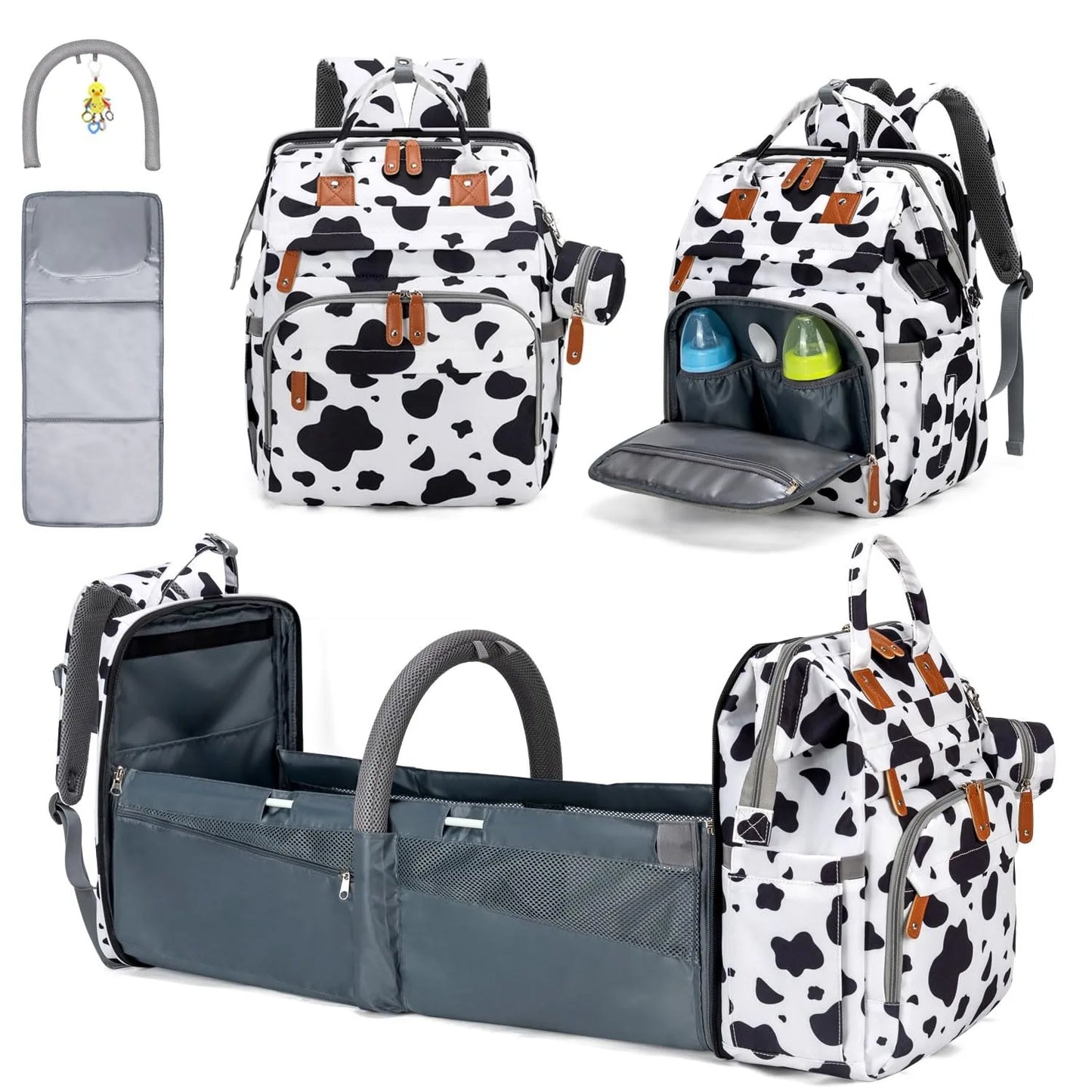 Changing Bag Backpack Baby Changing Backpacks with Large Capacity Portable Travel Nappy Bag with Foldable Cot with Multifunctional Baby Bags and Mobile Changing Mat Baby Bed Backpack