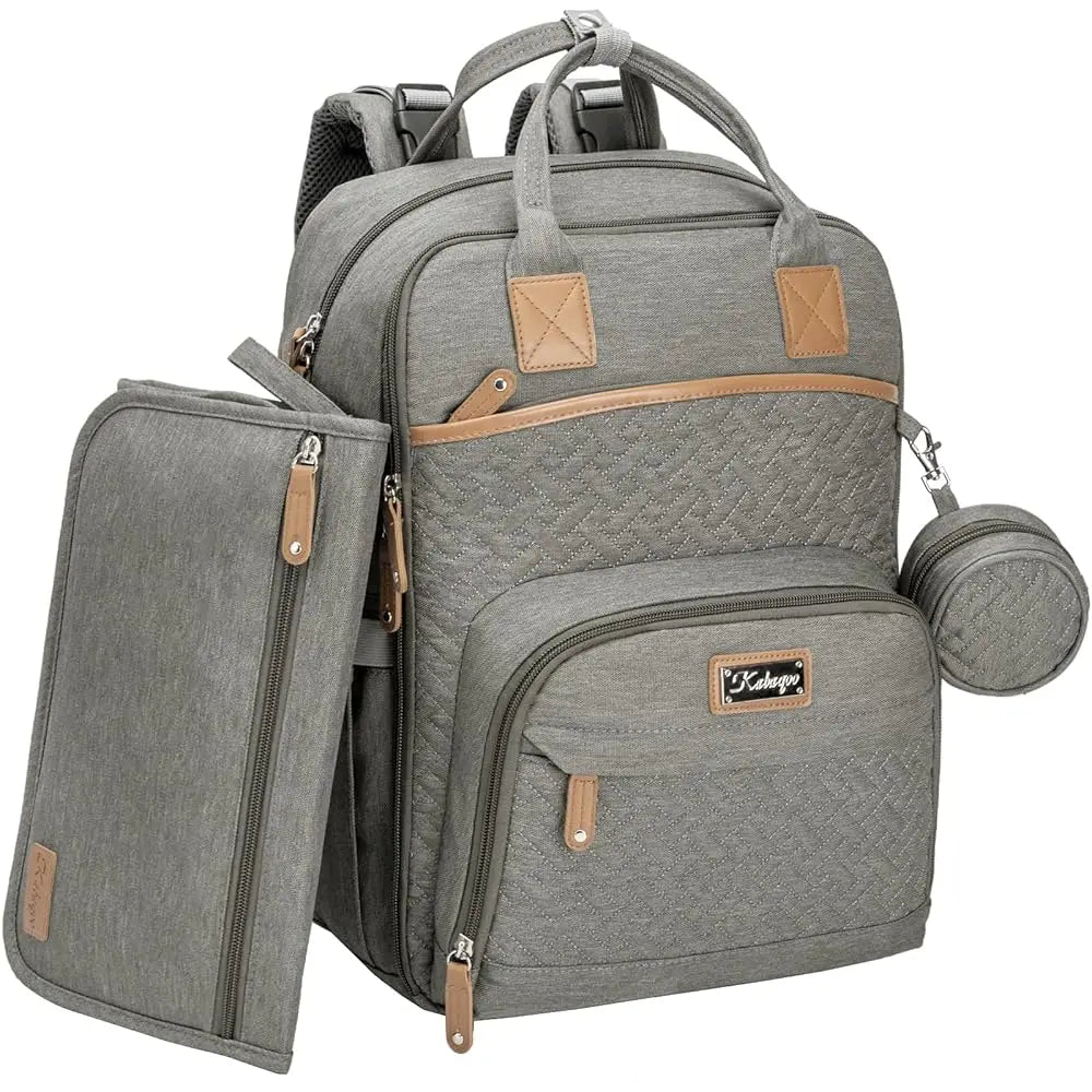 Kabaqoo Waterproof Diaper Bag Mommy Backpack With Changing Mat