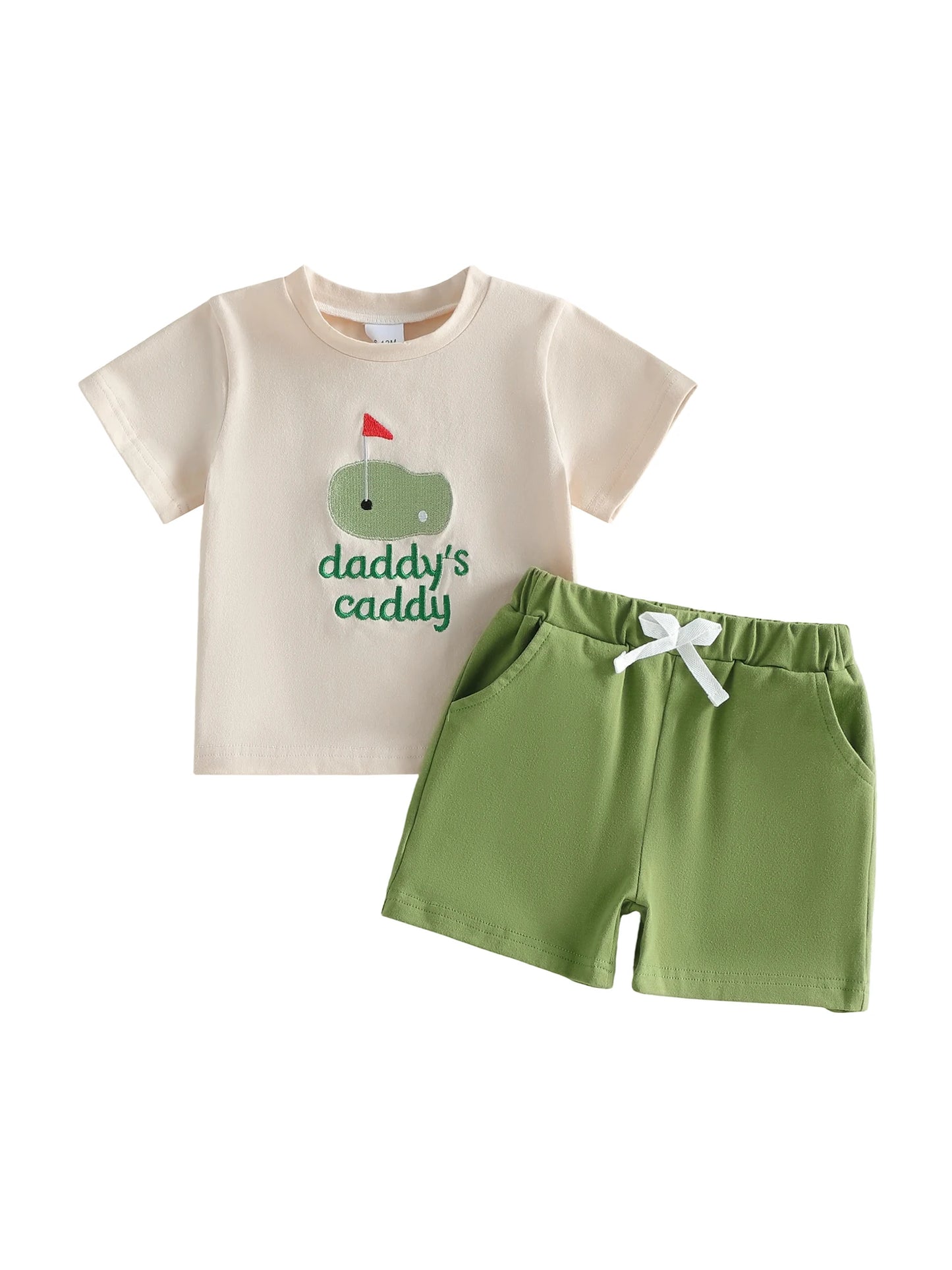 Adorable Infant 2-Piece Set Short Sleeve Embroidered Shirt Shorts