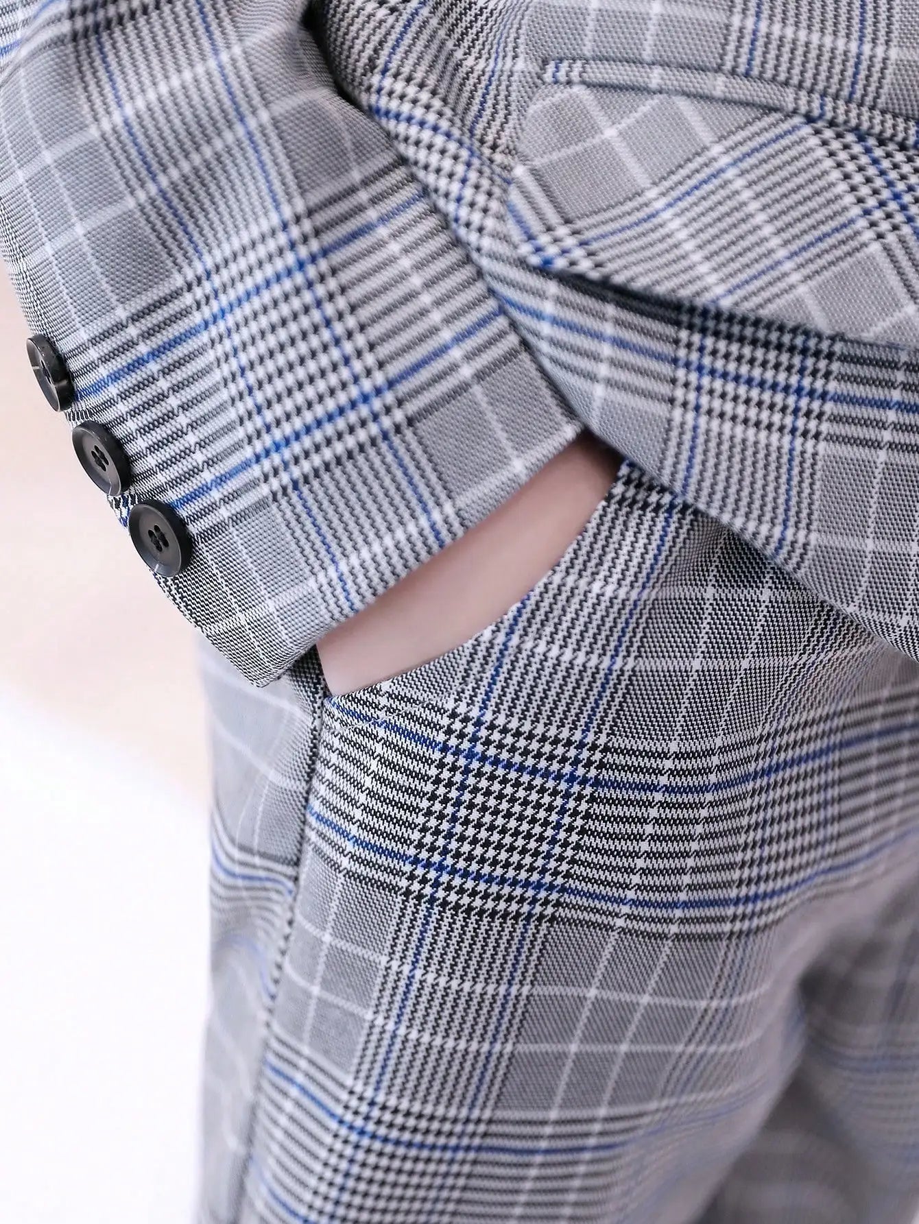 Boys Plaid Suit Set Blazer and Trousers for Formal Events