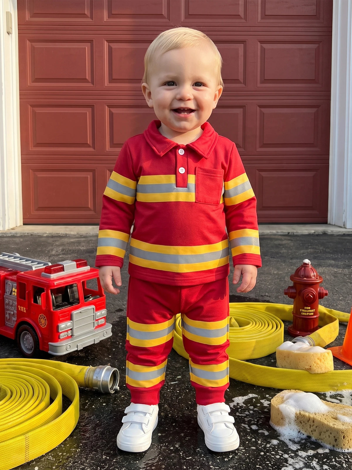 Sleeve Tops Tops Boy Long Firefighter Outfits Contrast Toddler-Boy Long Sleeve Lightweight Toddler Boy Firefighter