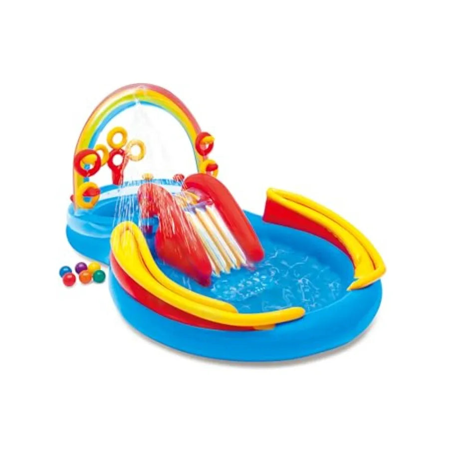 Durable Outdoor PVC Inflatable Pool With Water Slide Ring Toss