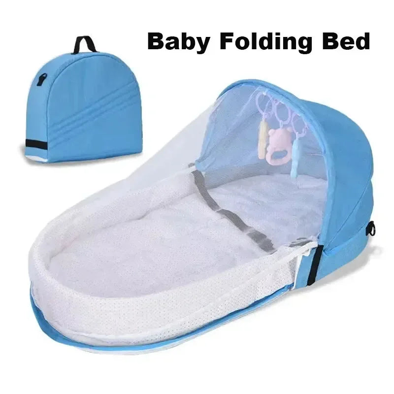 Portable Newborn Baby Bed - Bionic Isolation Travel Crib, Foldable Anti-Stress Bassinet for Baby