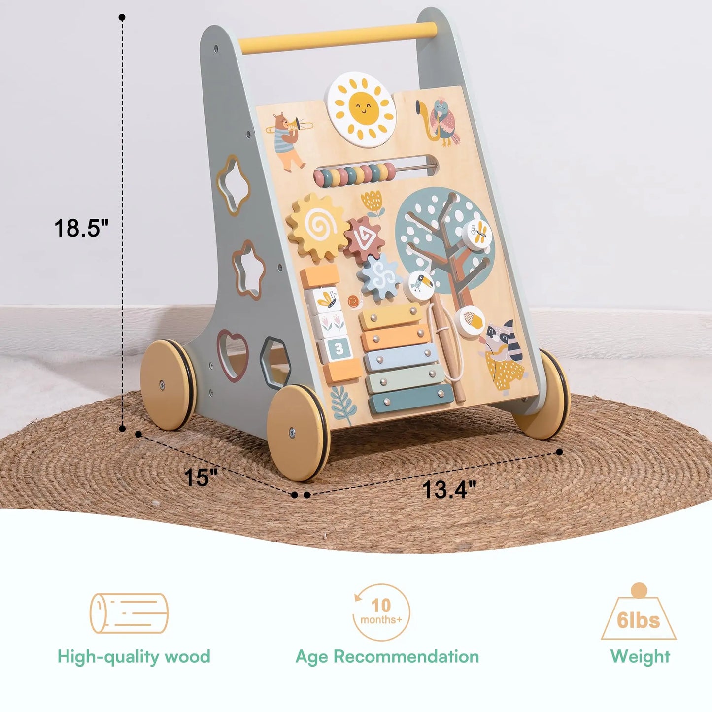 Robotime Robud Wooden Baby Walker With Activity Center
